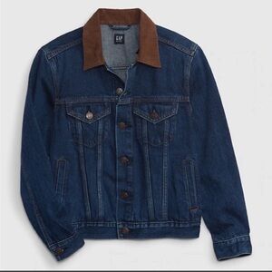 NWT GAP Toddler Boy’s Blue Denim Jean Jacket with Brown Corduroy Collar, Size 4